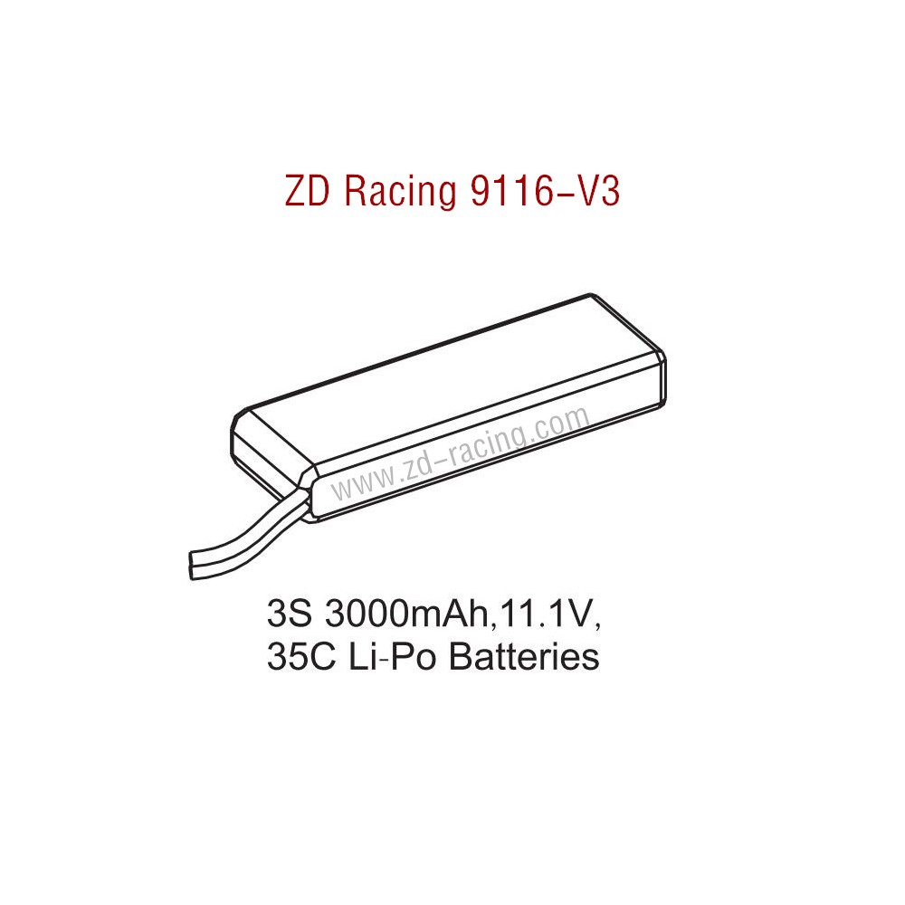 ZD Racing 9116-V3 Parts 3S 3000mAh 11.1V 35C Lipo Battery 8472