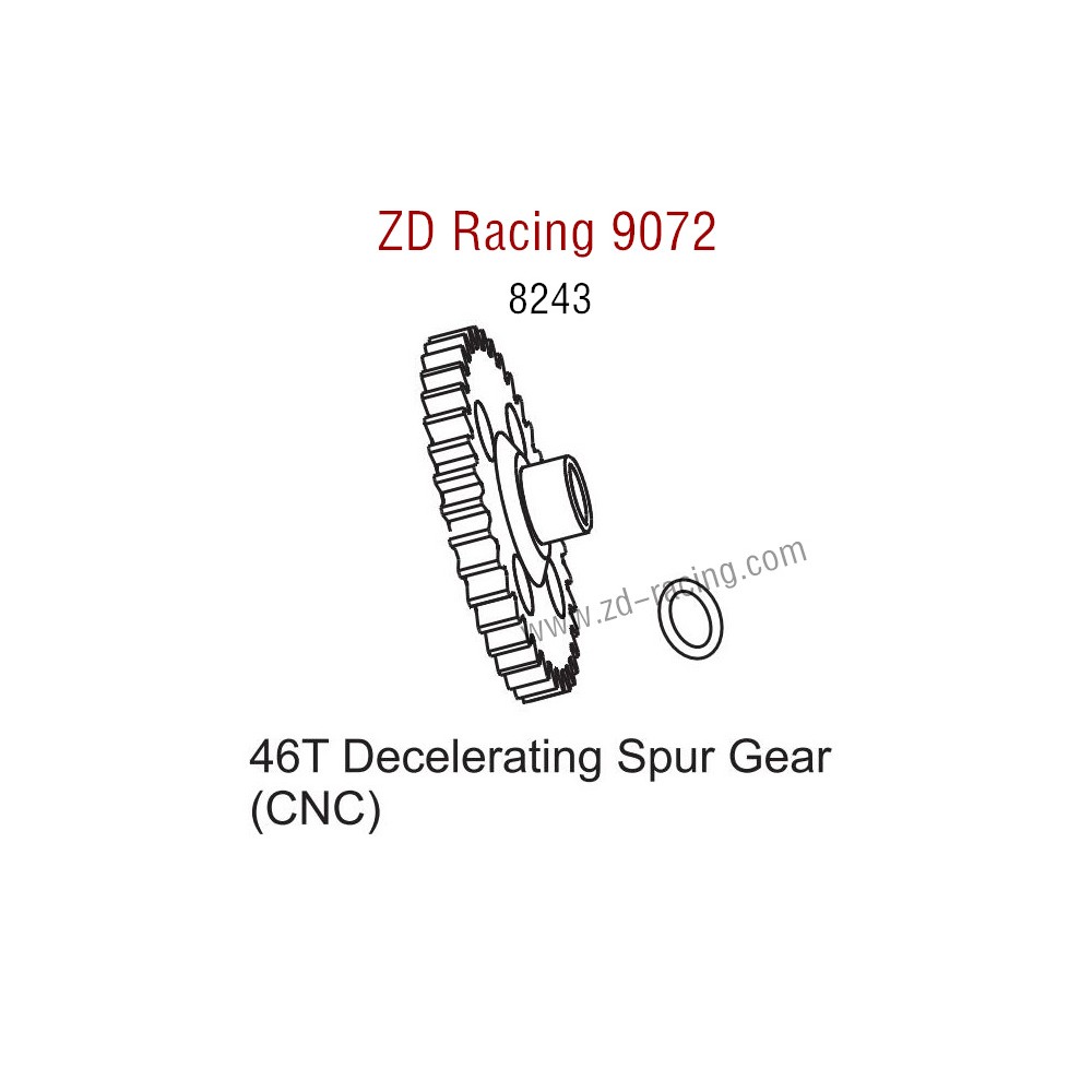 ZD Racing 9072 BX-8 Upgrade Parts 46T Decelerating Spur Gear CNC 8243