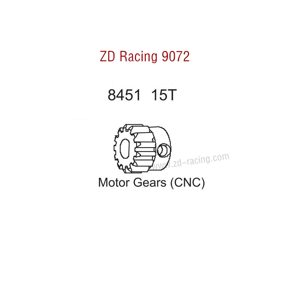 ZD Racing 9072 BX-8 Upgrade Parts 15T Motor Gear CNC 8451