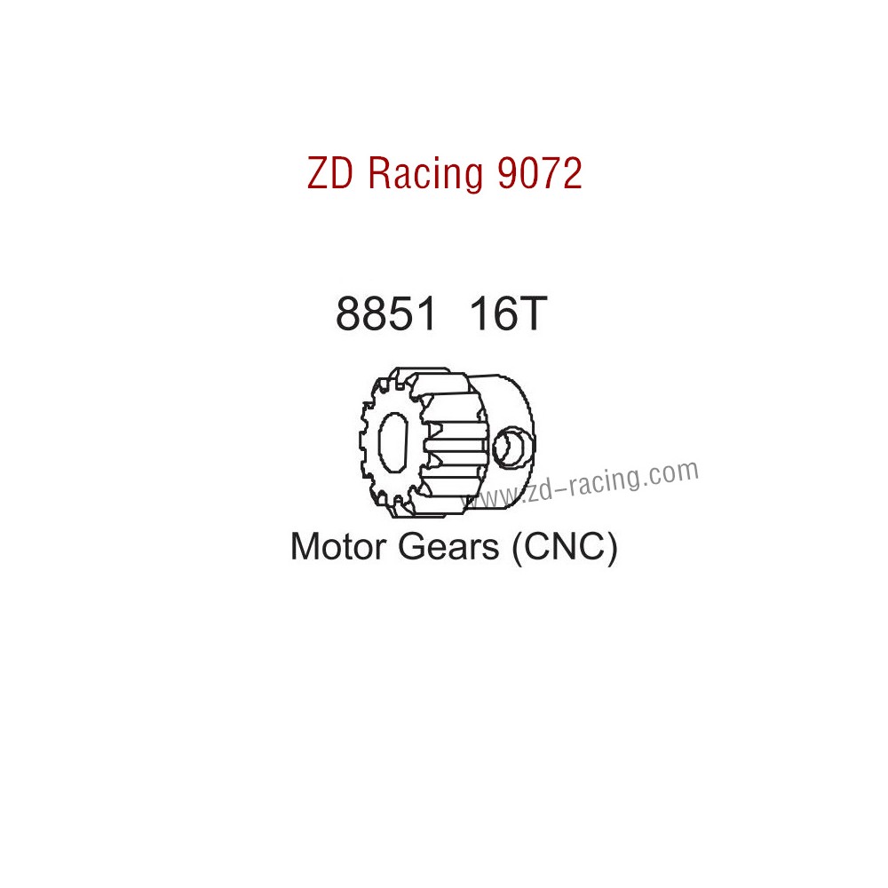 ZD Racing 9072 BX-8 Upgrade Parts 16T Motor Gear CNC 8851