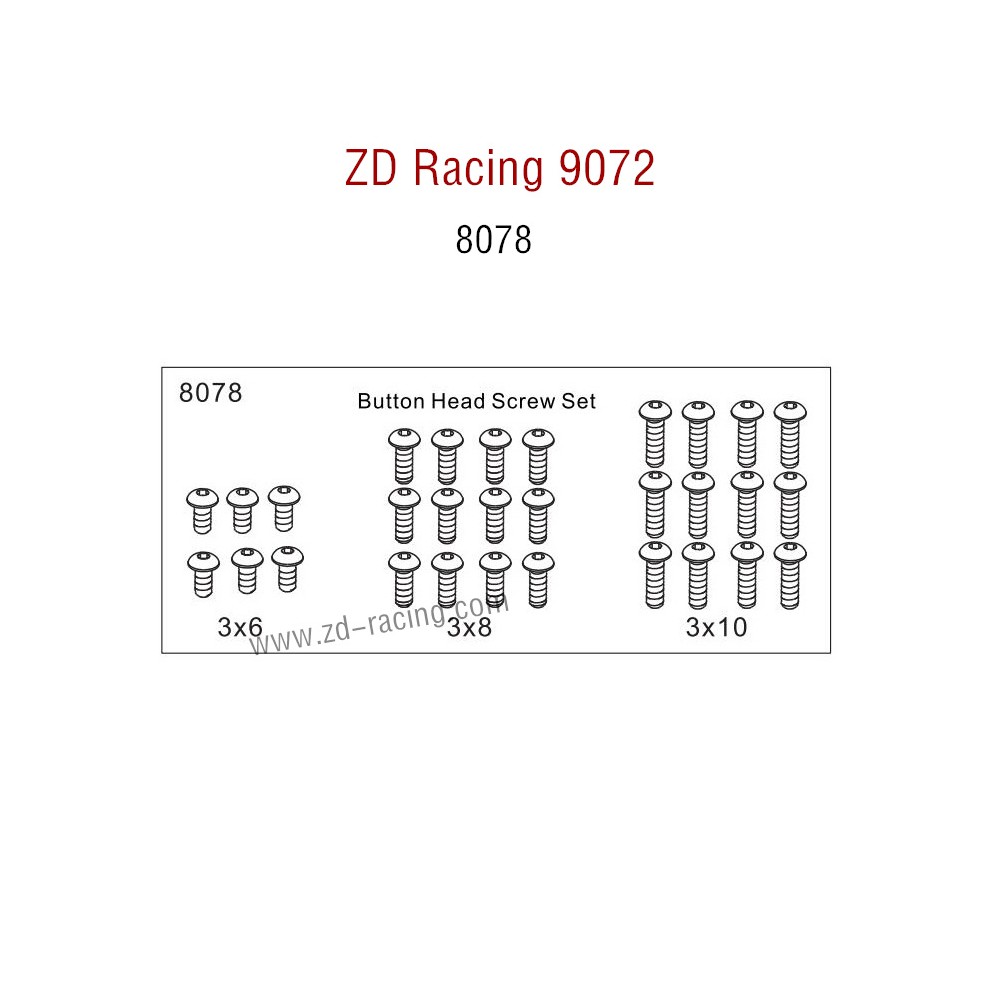 ZD Racing 9072 BX-8 Parts Button Head Screw Set 8078