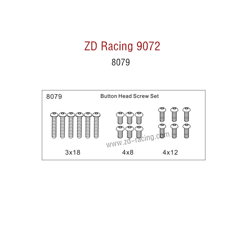 ZD Racing 9072 BX-8 Parts Button Head Screw Set 8079