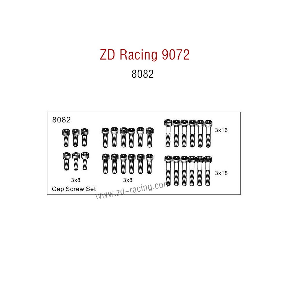 ZD Racing 9072 BX-8 Parts Cap Screw set 8082