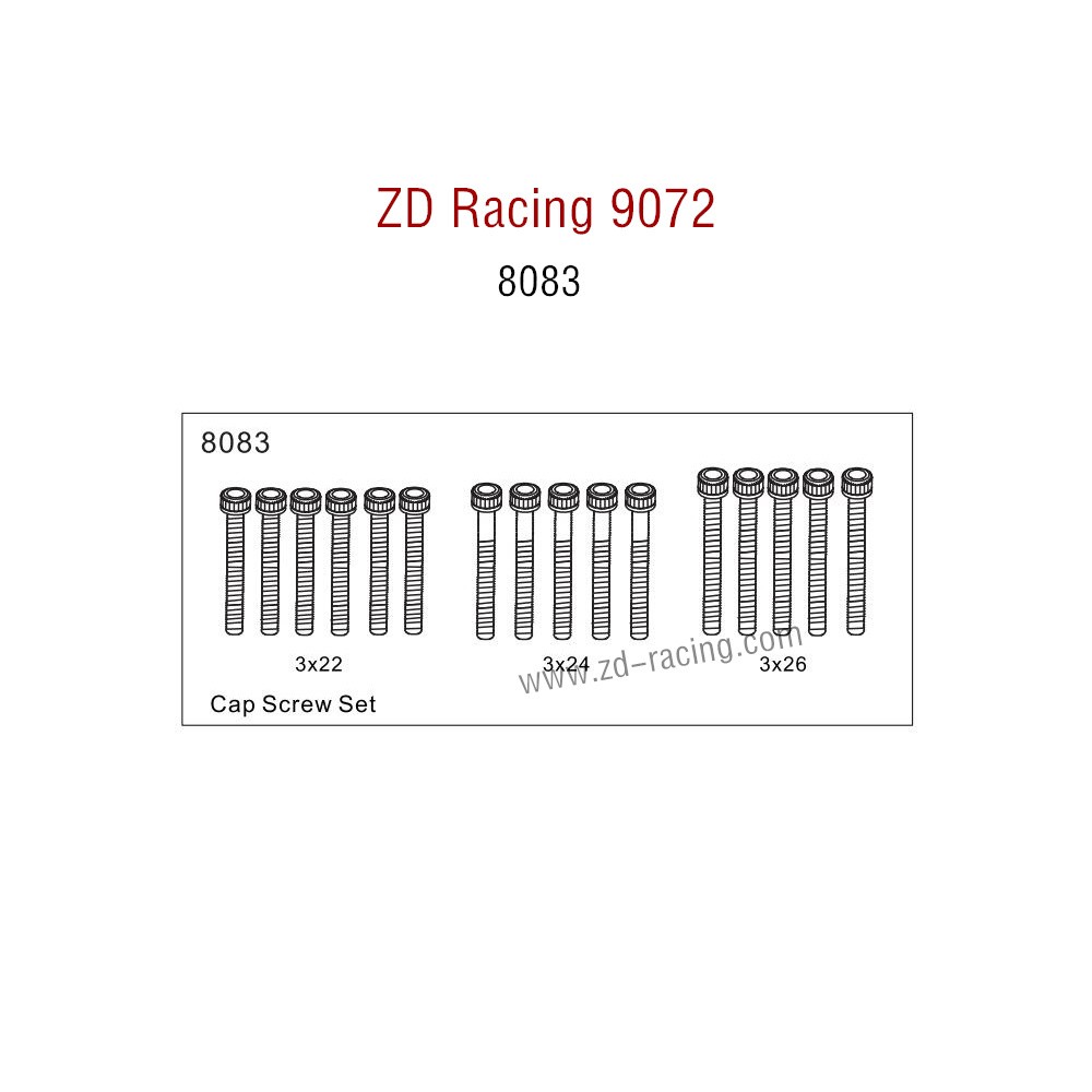 ZD Racing 9072 BX-8 Parts Cap Screw Set 8083