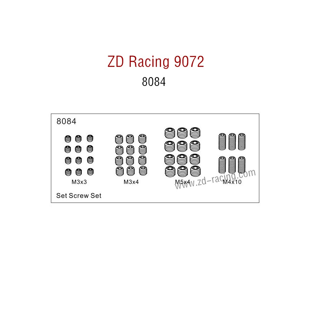 ZD Racing 9072 BX-8 Parts Set Screw 8084