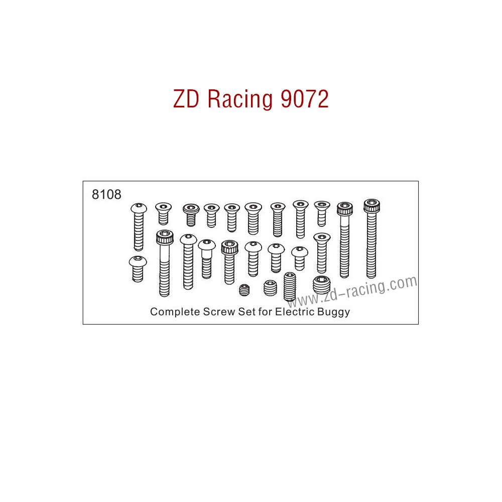 ZD Racing 9072 BX-8 Parts Complete Screw Set 8108