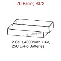 ZD Racing 9072 BX-8 Parts 2 Cells 4000mAh 7.4V 25C Lipo Battery 8101