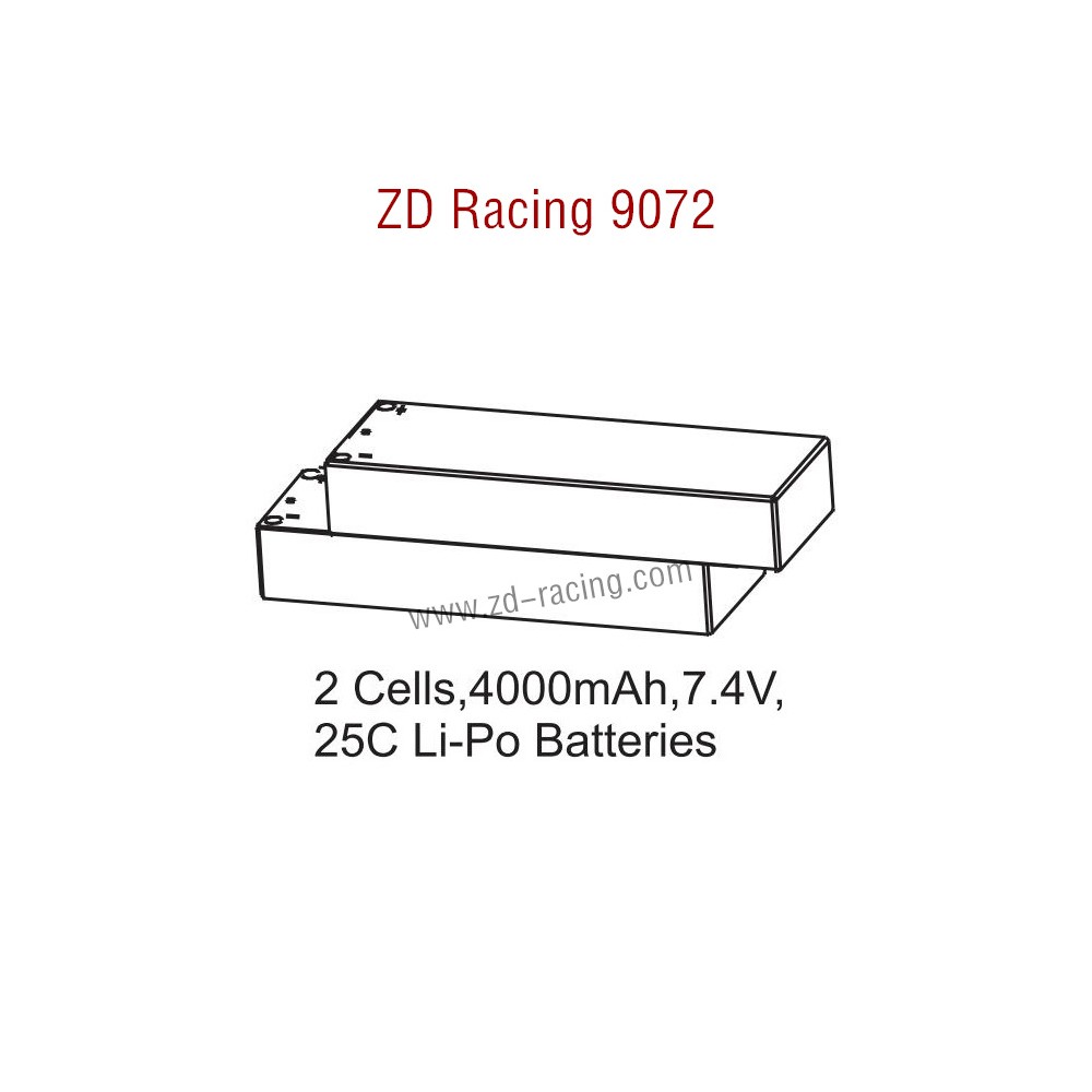 ZD Racing 9072 BX-8 Parts 2 Cells 4000mAh 7.4V 25C Lipo Battery 8101