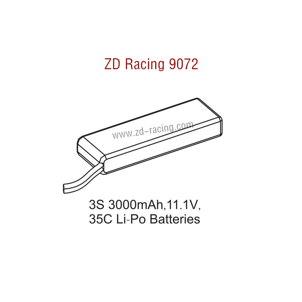 ZD Racing 9072 Pirates 2 Parts 3S 3000mAh 11.1V 35C Lipo Battery 8472