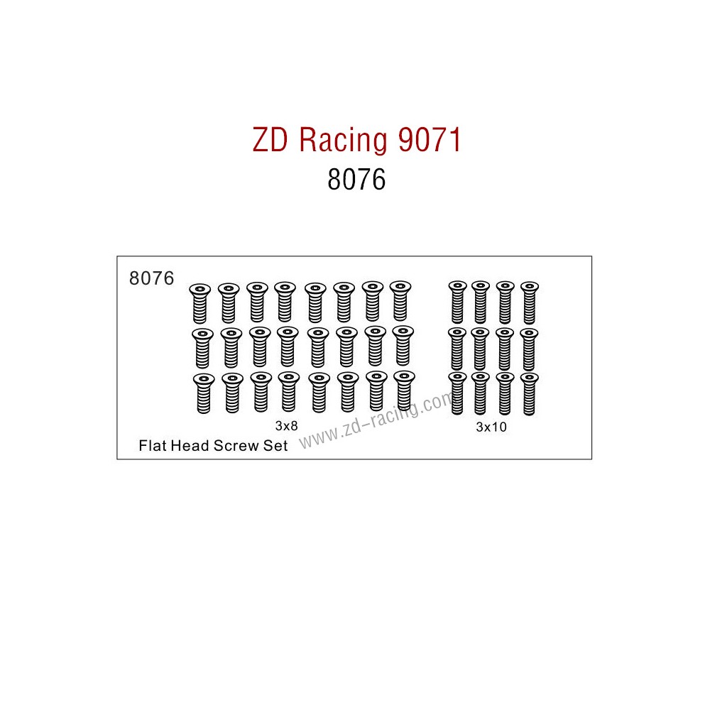 ZD Racing 9071 Parts Flat Head Screw set 8076