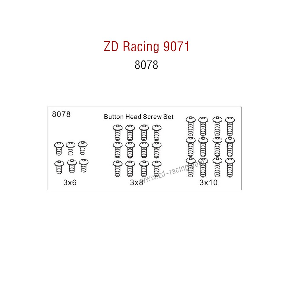 ZD Racing 9071 Parts Button Head Screw Set 8078