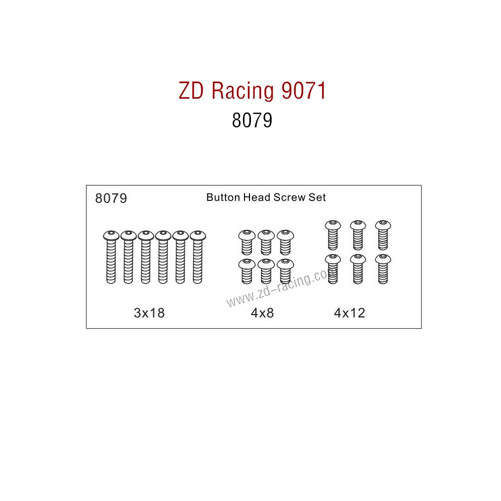 ZD Racing 9071 Parts Button Head Screw Set 8079