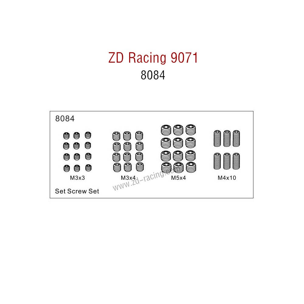 ZD Racing 9071 Parts Set Screw 8084