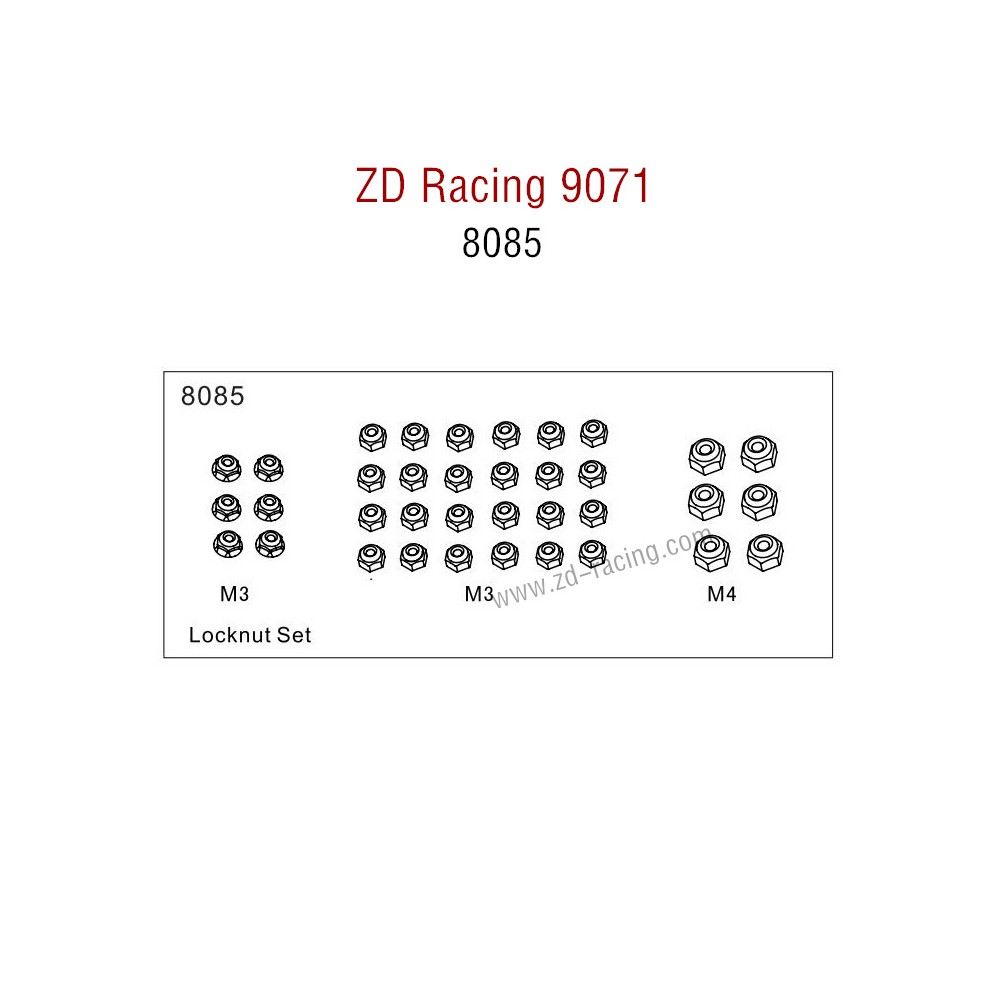 ZD Racing 9071 Parts Locknut Set 8085