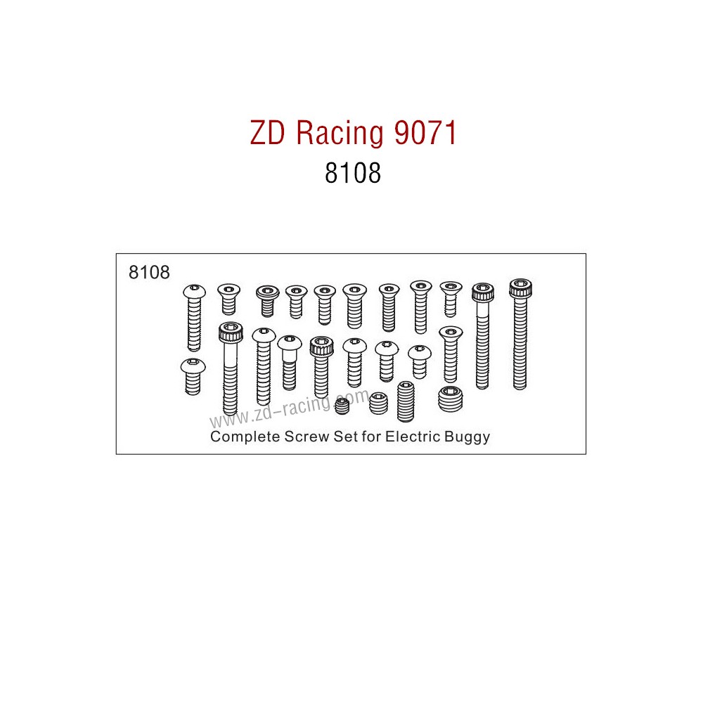 ZD Racing 9071 Parts Complete Screw Set 8108