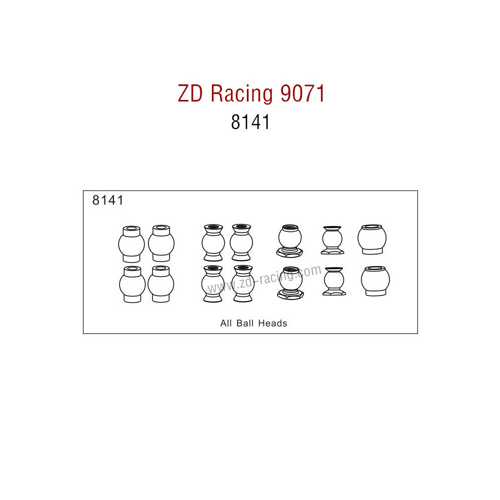 ZD Racing 9071 Parts All Ball Heads 8141