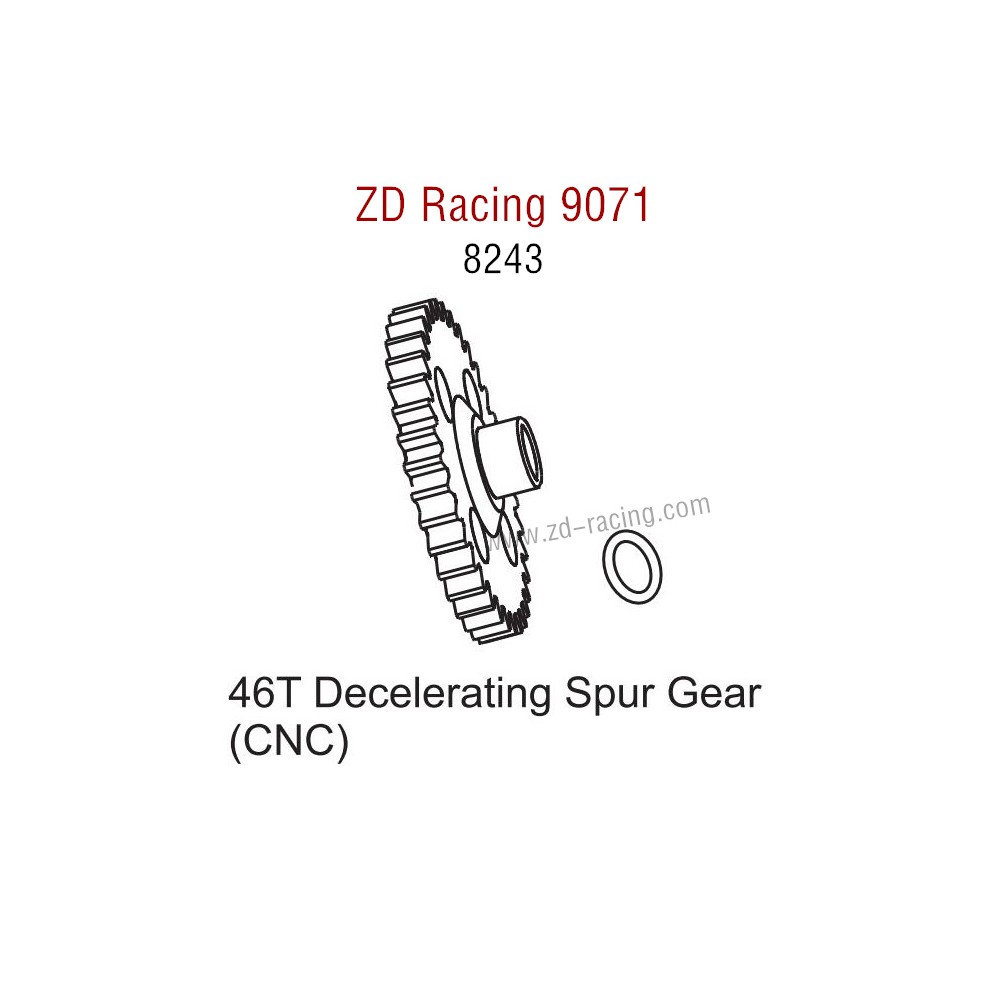 ZD Racing 9071 Upgrade Parts 46T Decelerating Spur Gear CNC