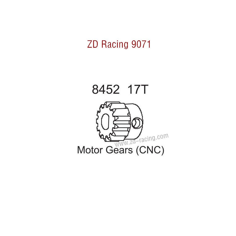 ZD Racing 9071 Upgrade Parts 17T Motor Gear CNC 8452