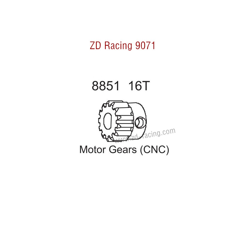 ZD Racing 9071 Upgrade Parts 16T Motor Gear CNC 8851