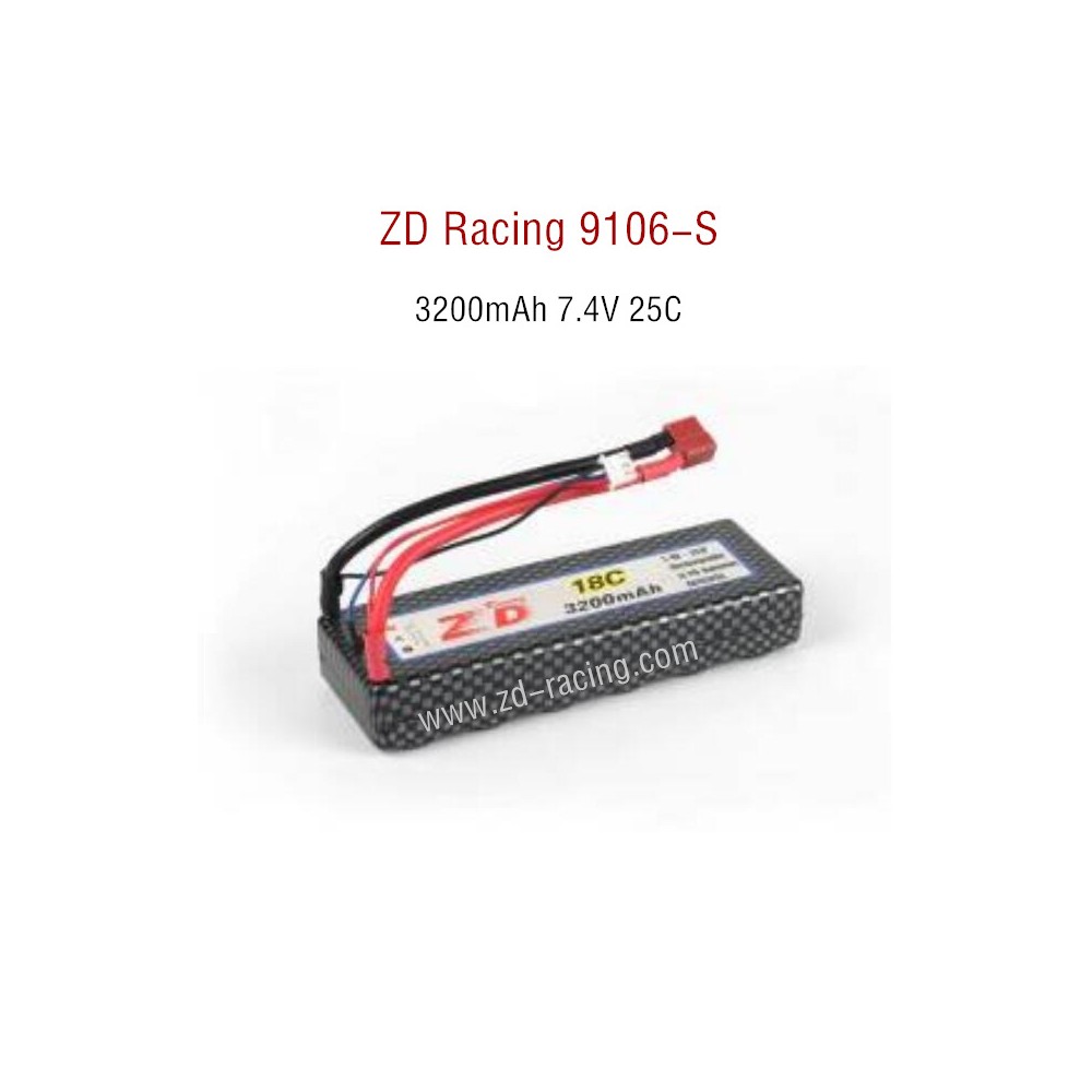 ZD Racing 9106S Parts Lipo Battery 3200mAh 7.4V 25C 7288