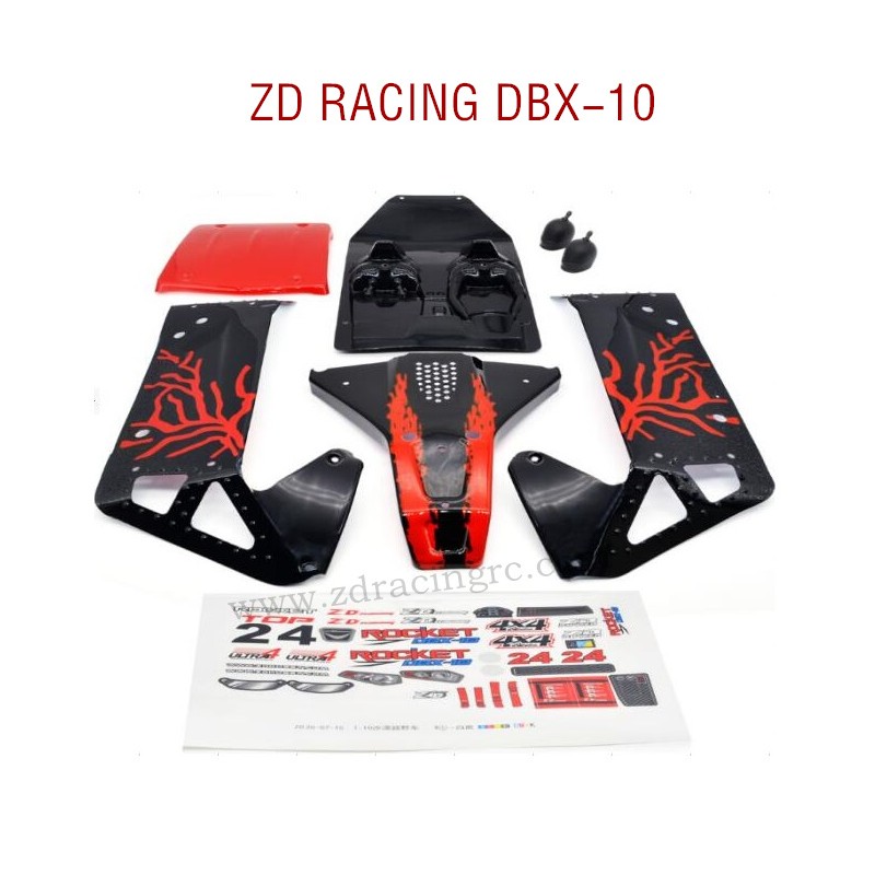 ZD RACING DBX-10 RC Car Parts Body Shell 7534 red