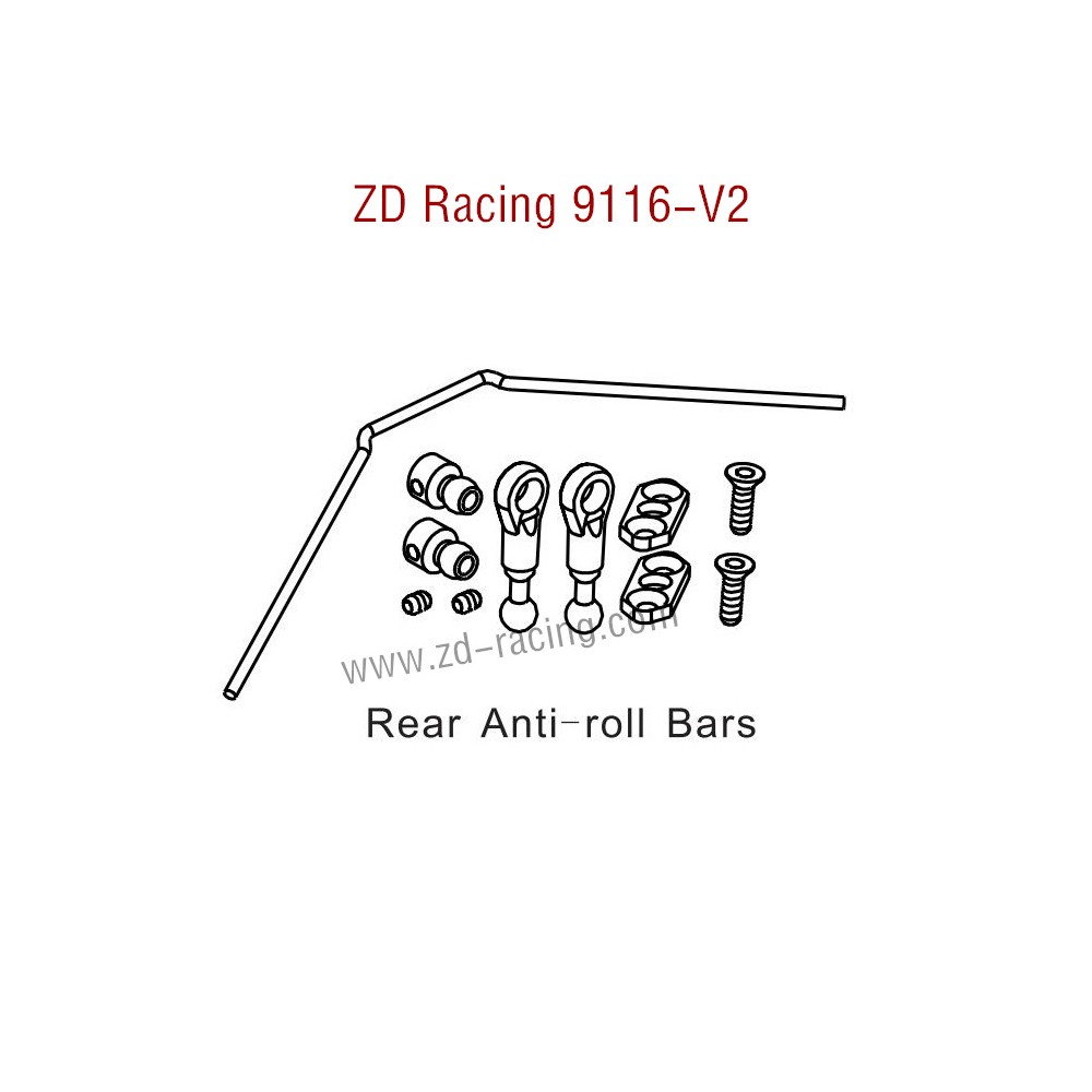 ZD Racing 9116-V2 Parts Rear Anti-Roll Bars 8043