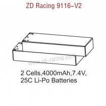 ZD Racing 9116-V2 Parts 2 Cells 4000mAh 7.4V 25C Lipo Battery 8101