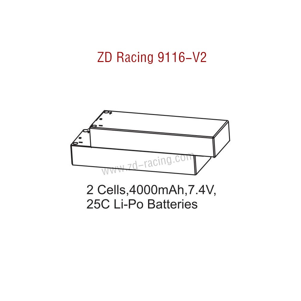 ZD Racing 9116-V2 Parts 2 Cells 4000mAh 7.4V 25C Lipo Battery 8101