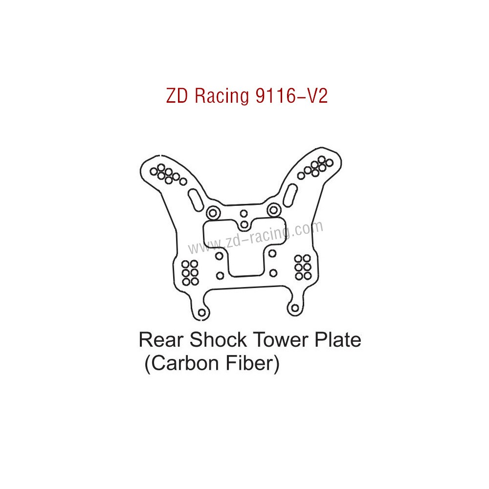 ZD Racing 9116-V2 Parts Rear Shock Tower Plate Carbon Fiber 8241