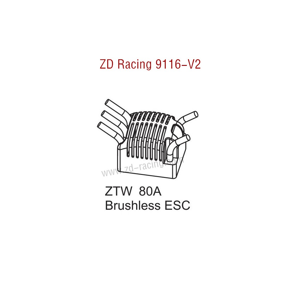 ZD Racing 9116-V2 Parts 80A Brushless ESC 8268