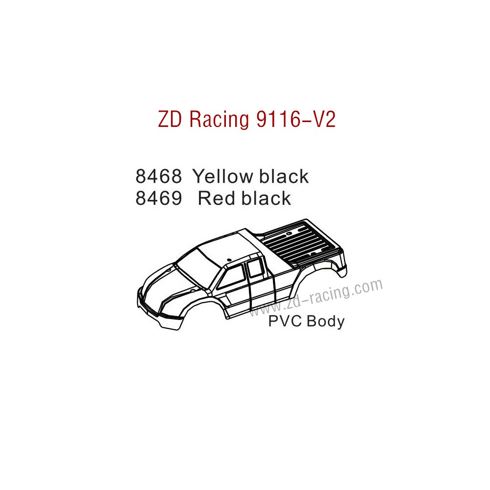 ZD Racing 9116-V2 Parts Car Shell