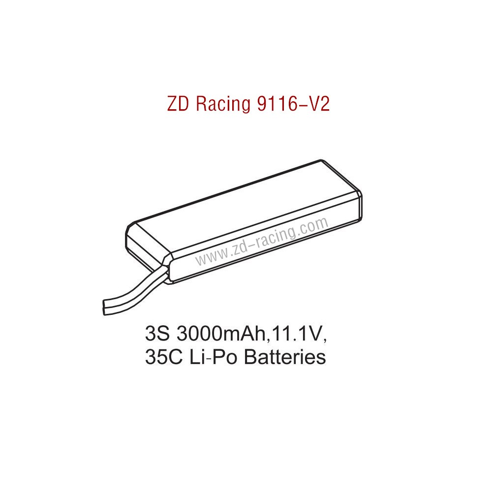 ZD Racing 9116-V2 Parts 3S 3000mAh 11.1V 35C Lipo Battery 8472