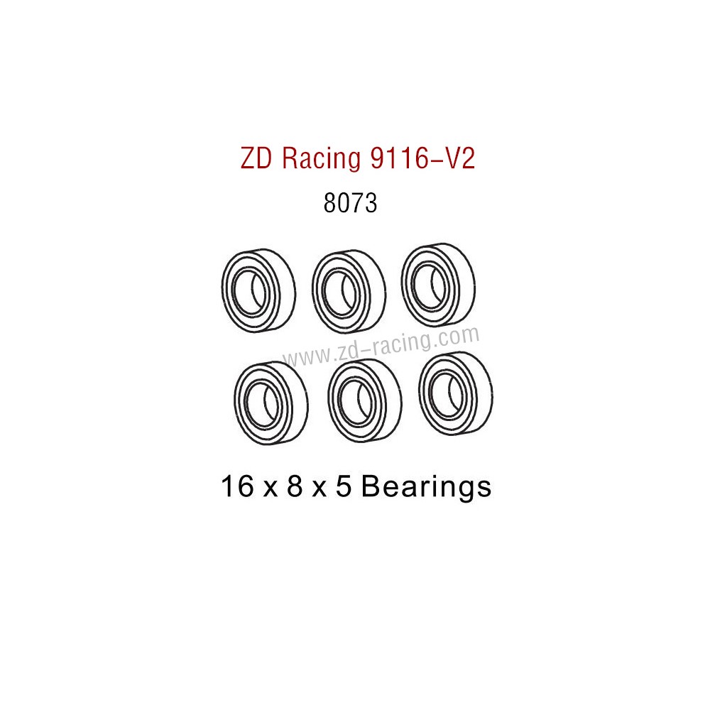 ZD Racing 9116-V2 Parts 16X8X5 Bearings 8073