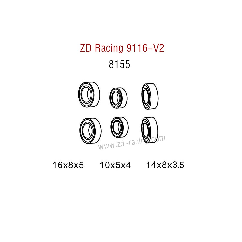 ZD Racing 9116-V2 Parts Bearings 8115