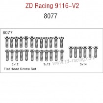 ZD Racing 9116-V2 Parts Flat Head Screw Set 8077