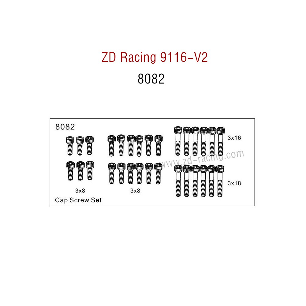 ZD Racing 9116-V2 Parts Cap Screw set 8082