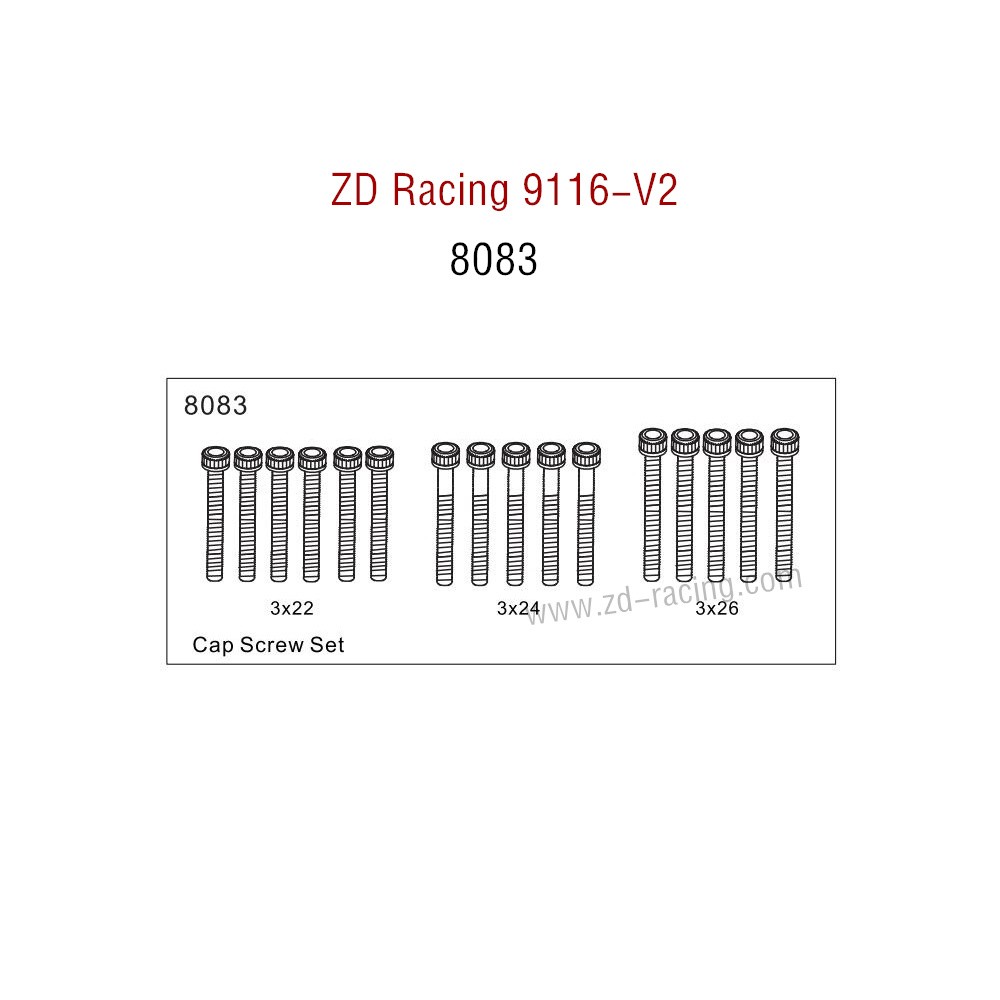 ZD Racing 9116-V2 Parts Cap Screw set 8083