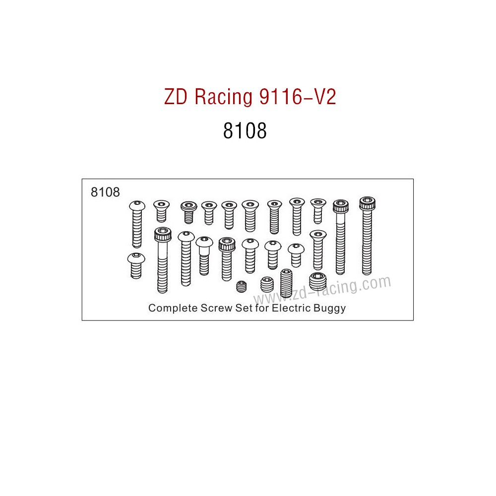 ZD Racing 9116-V2 Parts Complete Screw Set 8108