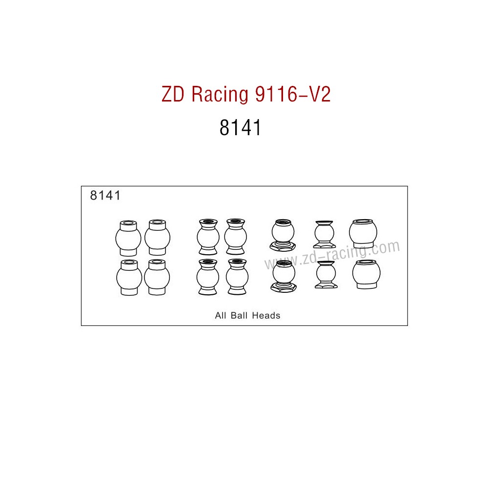 ZD Racing 9116-V2 Parts All Ball Heads 8141