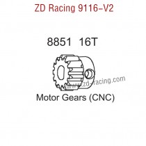 ZD Racing 9116-V2 Parts Upgrade 16T Motor Gear CNC 8851