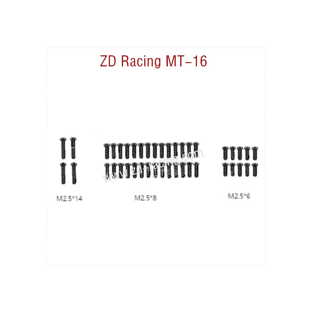 ZD Racing MT16 Parts M2.5x14  M2.5x8  M2.5x6 screw 16062