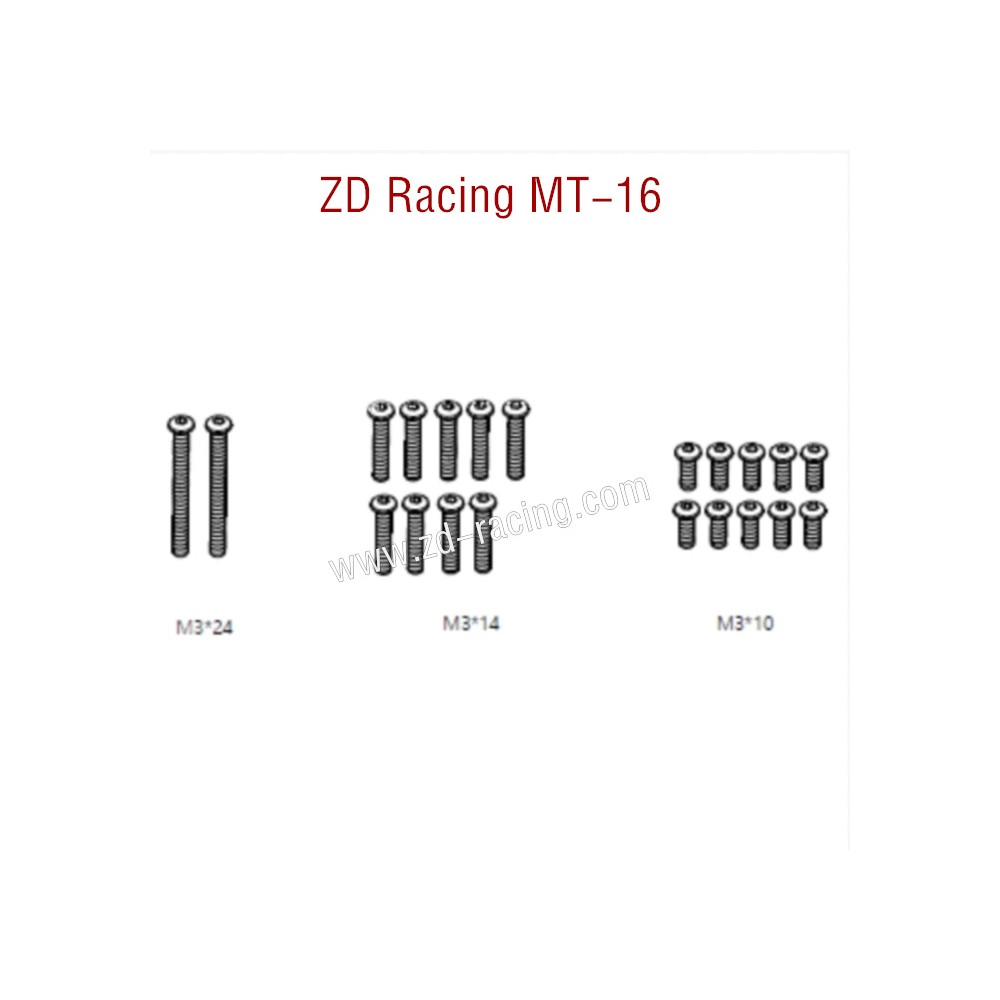 ZD Racing MT16 Parts M3x24  M3x14  M3x10 screw 16064