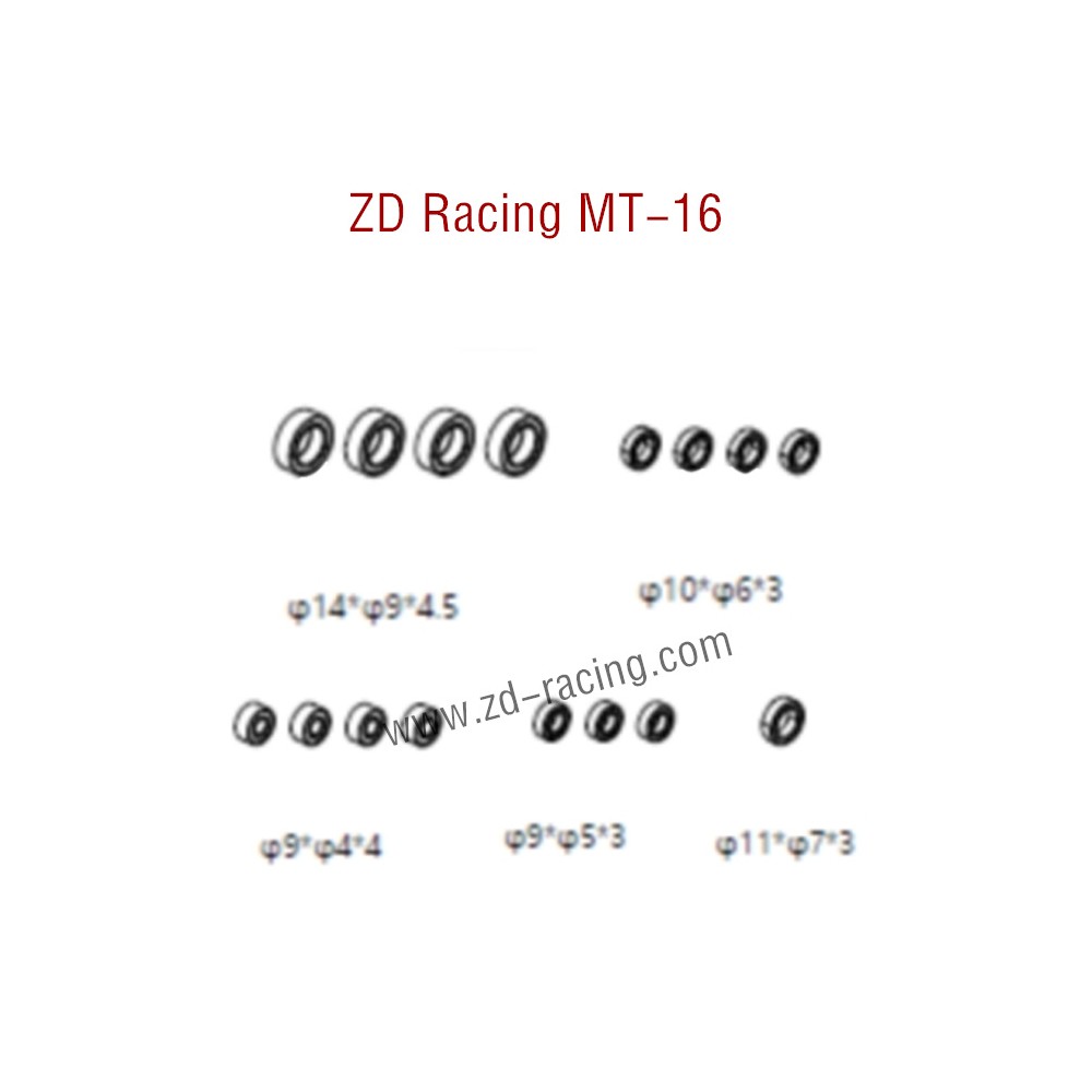 ZD Racing MT16 Parts Bearing series 16065