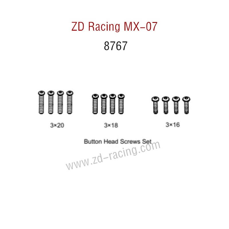 ZD Racing MX-07 RC Car Parts Button Head Screws Set