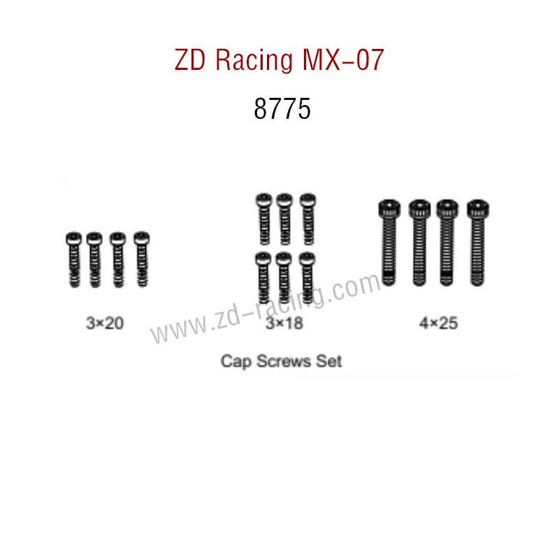 ZD Racing MX-07 RC Car Parts Cap Screws Set 8775