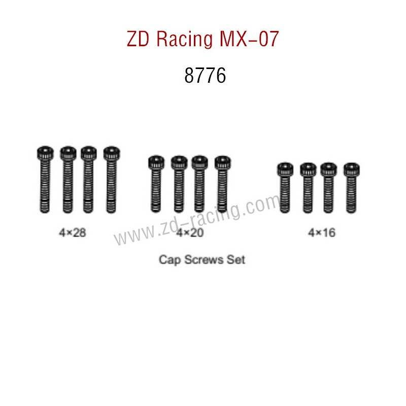 ZD Racing MX-07 RC Car Parts Cap Screws Set 8776