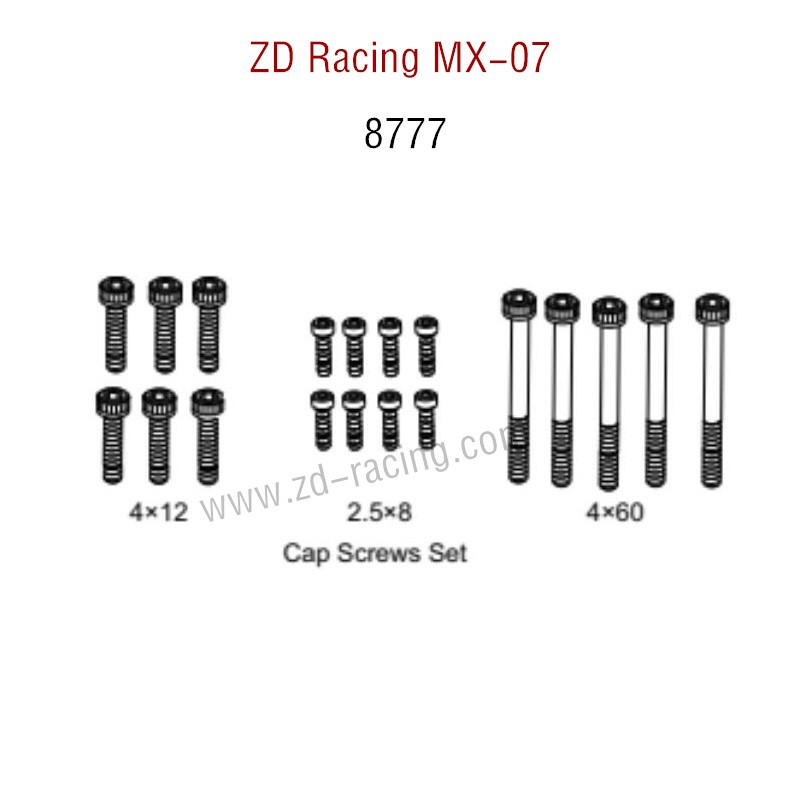 ZD Racing MX-07 RC Car Parts Cap Screws Set 8777