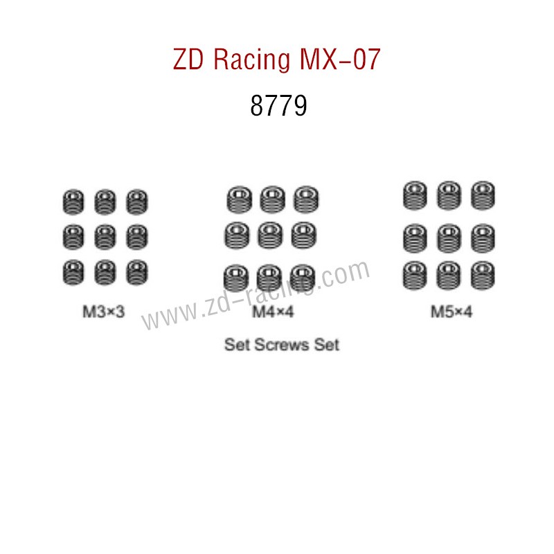 ZD Racing MX-07 RC Car Parts Screw Set 8779