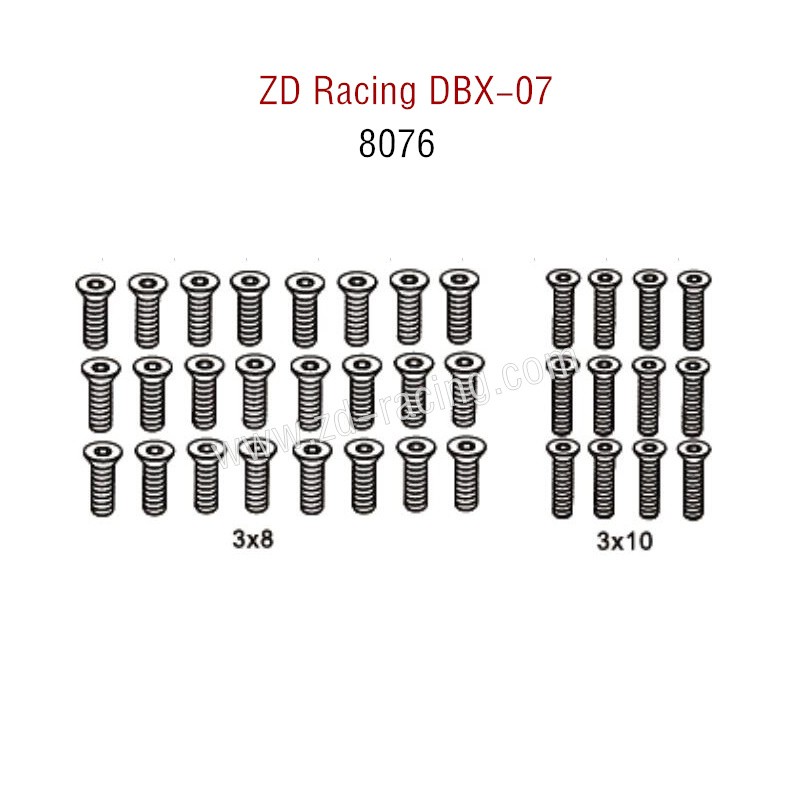 ZD Racing DBX 07 RC Car Parts Flat Head Screws 8076