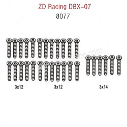 ZD Racing DBX 07 RC Car Parts Flat Head Screws 8077